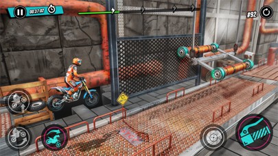 Motorbike rider racing through an industrial obstacle track in Xtreme Moto Mayhem